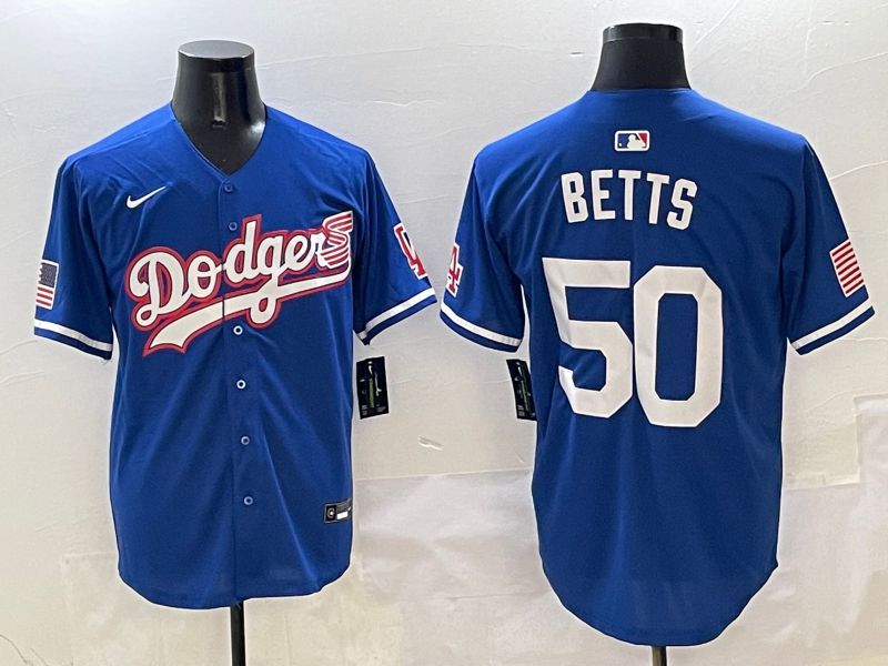 Men Los Angeles Dodgers 50 Betts Blue Second generation Joint Name Nike 2025 MLB Jersey style 1